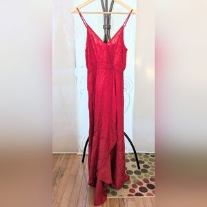 Band of the Free Faux Wrap Red Midi Dress - Size M